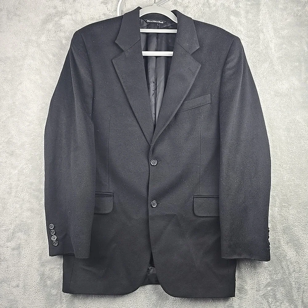 Jack‎ Victor Sport Coat Mens 40 R Black Loro Piana 100% Cashmere Blazer Lucawood